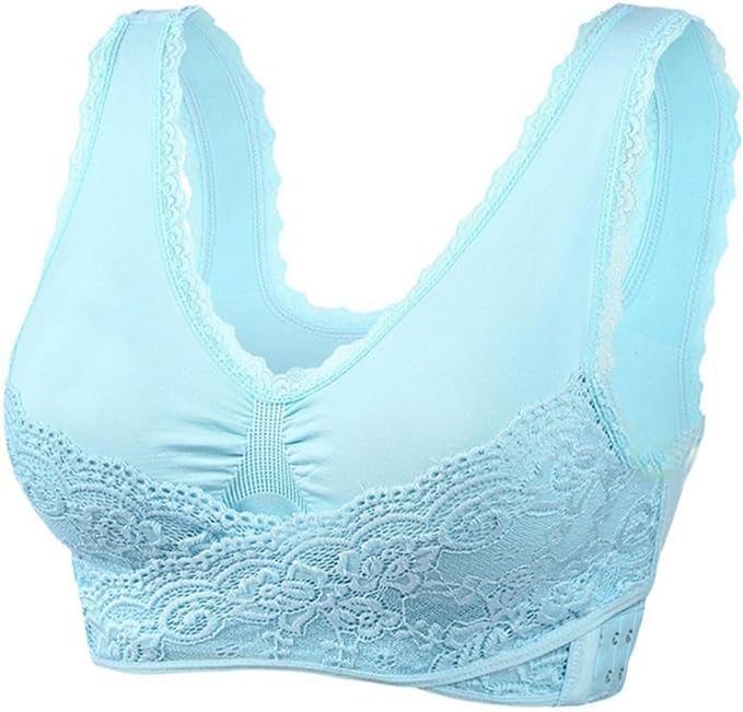 Chicnova 1/2Pc Gathering and Supporting Front Buckle Bra,Wireless  Non-Marking Sports Bras,Sexy V-Shaped Beauty Back Breathable Bra. (M, Blue)  : : Moda